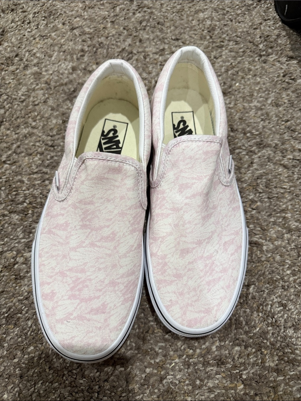Vans Slip-On Canvas Sneakers — Pale Pink Marble